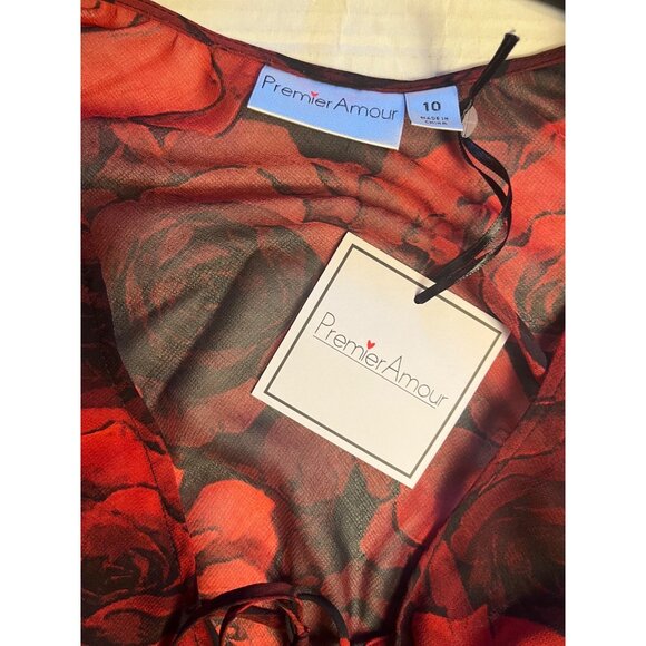 NWT-Premier Amour Womens Long Sleeve Floral Maxi Dress Size 10 dark romantic - Picture 4 of 15